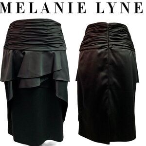 Melanie Lyne Black Ruched Peplum skirt sz 6